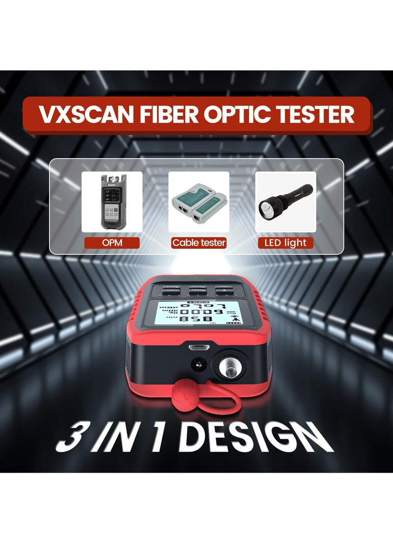SYOSI Fiber Optic Tester with Optical Power Meter, Universal FC/SC/ST Interface, RJ45 Network Test, LED Lighting, Mini Portable Fiber Optic Cable Tester, USB Chargeable  - Image 2