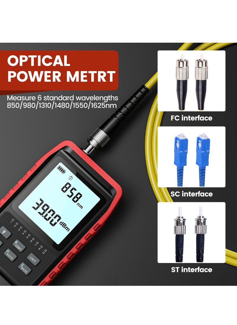 SYOSI Fiber Optic Tester with Optical Power Meter, Universal FC/SC/ST Interface, RJ45 Network Test, LED Lighting, Mini Portable Fiber Optic Cable Tester, USB Chargeable  - Image 4