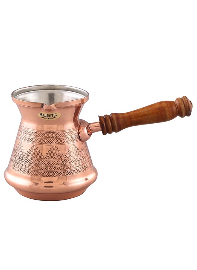 Majestic Majestic Copper Turkish Coffee Pot – Capacity: 520 ml (Medium Size) – Handcrafted with Wooden Handle, Perfect for Turkish Coffee, Arabic Coffee, Tea, Milk, and Hot Beverages  - Image 1