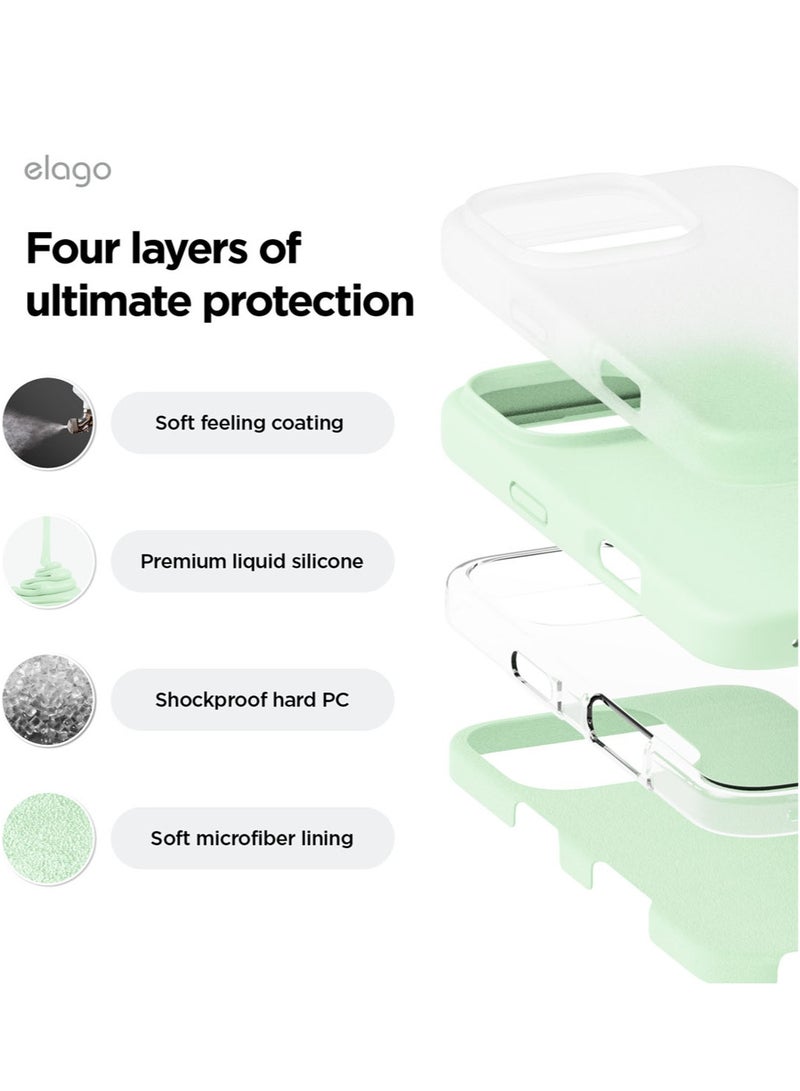 Elago Liquid Silicone for iPhone 16 Pro MAX Case Cover Full Body Protection, Shockproof, Slim, Anti-Scratch Soft Microfiber Lining - Soft Mint - Image 4