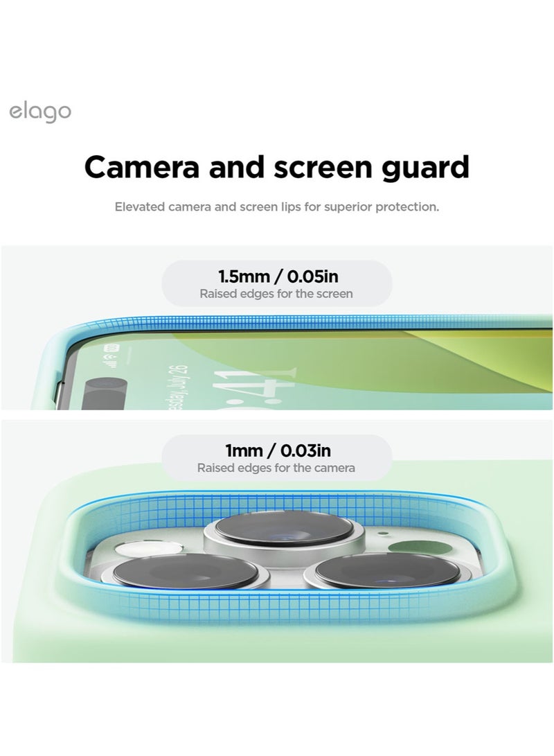 Elago Liquid Silicone for iPhone 16 Pro MAX Case Cover Full Body Protection, Shockproof, Slim, Anti-Scratch Soft Microfiber Lining - Soft Mint - Image 5
