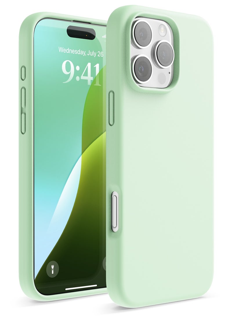 Elago Liquid Silicone for iPhone 16 Pro MAX Case Cover Full Body Protection, Shockproof, Slim, Anti-Scratch Soft Microfiber Lining - Soft Mint - Image 1