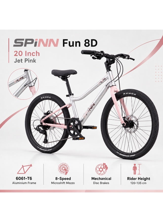 SPINN Fun 8D 20-Inch  Kids & Teens | 20-Inch Wheel Size | Adjustable Seat | 8-Speed Disc Brake | Jet Pink - Image 2