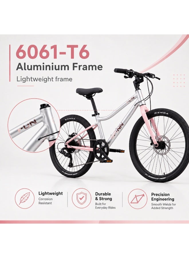 SPINN Fun 8D 20-Inch  Kids & Teens | 20-Inch Wheel Size | Adjustable Seat | 8-Speed Disc Brake | Jet Pink - Image 3