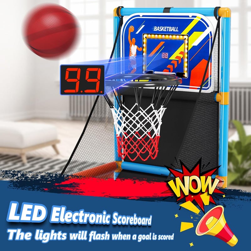 Handwell Arcade Basketball Game Set with Electronic Scoreboard&LED Light: Carnival Games Boy Toys Basketball Hoop Indoor Outdoor with 4 Balls & Air Pump Ideal Sports Toy Gifts for Kids 3-12 Years Old - Image 3