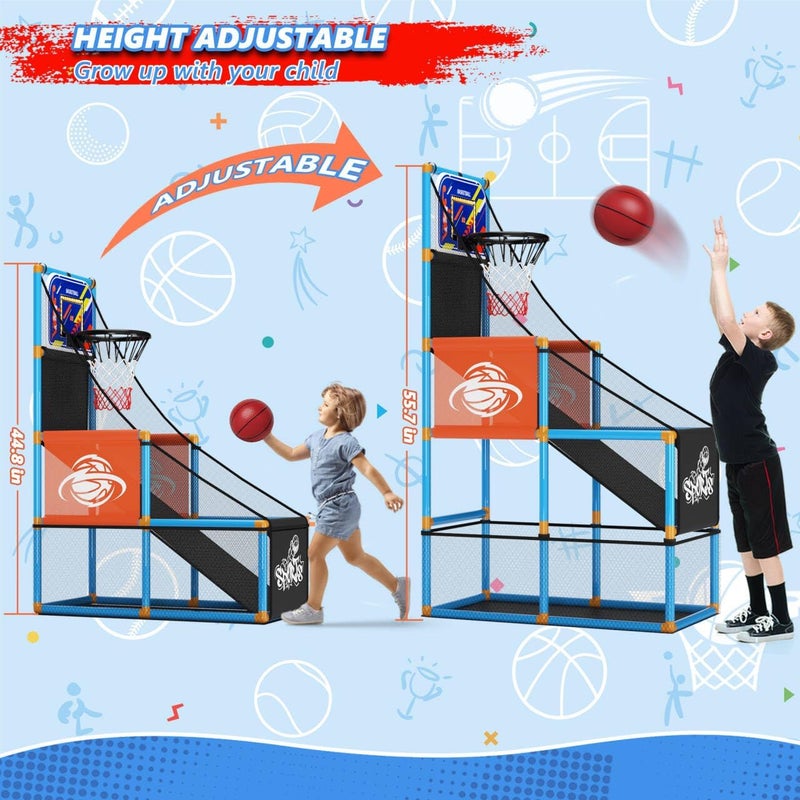 Handwell Arcade Basketball Game Set with Electronic Scoreboard&LED Light: Carnival Games Boy Toys Basketball Hoop Indoor Outdoor with 4 Balls & Air Pump Ideal Sports Toy Gifts for Kids 3-12 Years Old - Image 5