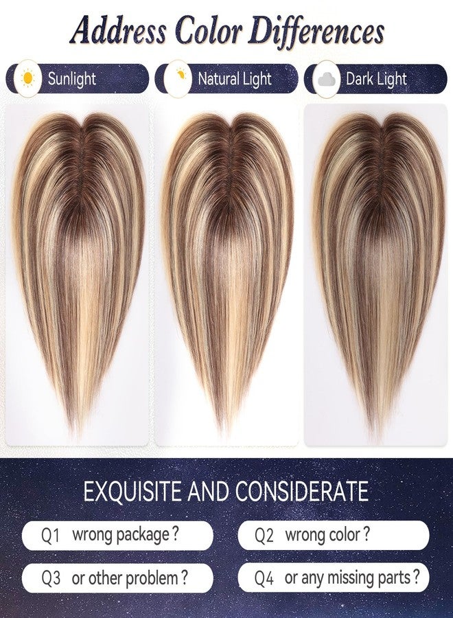 starluck Real Human Hair Toppers for Women 10Inch-Suitable for Thinning Hair no Bangs 3 * 4.5inches Swiss Base Hand-Tied & 3 Secure Clips(Ash Blonde) - Image 5