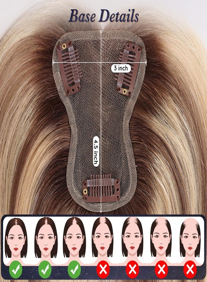 starluck Real Human Hair Toppers for Women 10Inch-Suitable for Thinning Hair no Bangs 3 * 4.5inches Swiss Base Hand-Tied & 3 Secure Clips(Ash Blonde) - Image 3