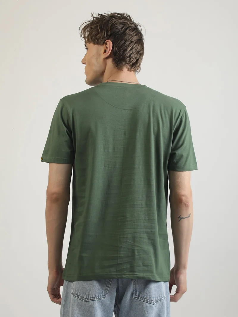 Maniac  Maniac Mens Printed Round Neck Half Sleeve White and Green Cotton T-Shirt for Men | Best Price UAE