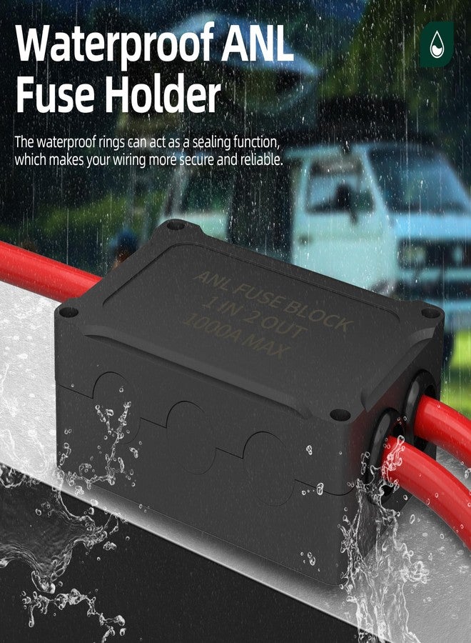 Joinfworld ANL Fuse Holder with 2Pcs 300 Amp ANL Fuse, Max 1000A Waterproof 4 x 5/16"(M8) Studs Heavy Duty Dual Fuse Holder with 400 Amp and 500 Amp ANL Fuses for Marine Automotive Car Truck Boat - Image 4