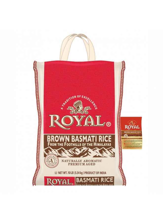 Royal Authentic Royal - Basmati Brown Rice Whole Grain, Naturally Gluten Free and Vegan - 10 Pounds  - Image 1