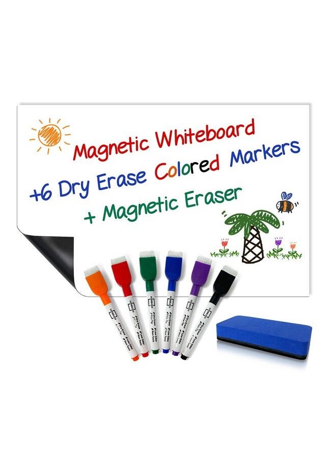 Scribbledo Magnetic Fridge Whiteboard Sheet For Kitchen Refrigerator Dry Erase Magnetic White Board Organizer & Planner 11"X17" Strong Magnet With Stain Resistant Technology Includes 6 Markers And Big Eraser  - Image 3