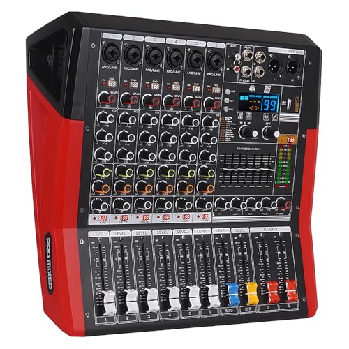 Yamnweo TF600 6-Channel Professional Mixer with Bluetooth Sound Bar with Power Amplifier 2 * 450W Power Output Powered Mixer, 7-Stage Equalizer, 99 DSP Effects, Recording Input USB Drive for Speakers - Image 1