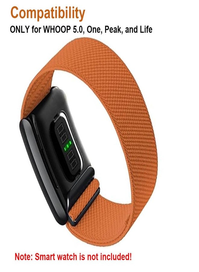 Sankel Nylon Band Compatible for WHOOP 5.0, One, Peak, and Life, Ultra-Soft,Adjustable Sport Comfort Stretchy Elastic Braided Replacement Wristbands Straps for Whoop 5.0 | NOT for Gen 4 (Orange) - Image 2