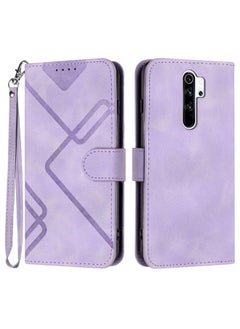 HuHa Case Cover For Xiaomi Redmi 9/9 Prime/Poco M2 Line Pattern Skin Feel Leather Phone Case Light Purple 