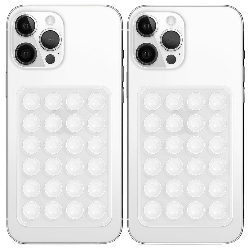 Galundge 2 Pack Silicone Suction Phone Case Mount, Non Slip Sticky Grip for Cellphone, Silicon Adhesive Suction Cup Mount, Strong Grip Holder for Selfies and Videos (Translucent) - Image 1