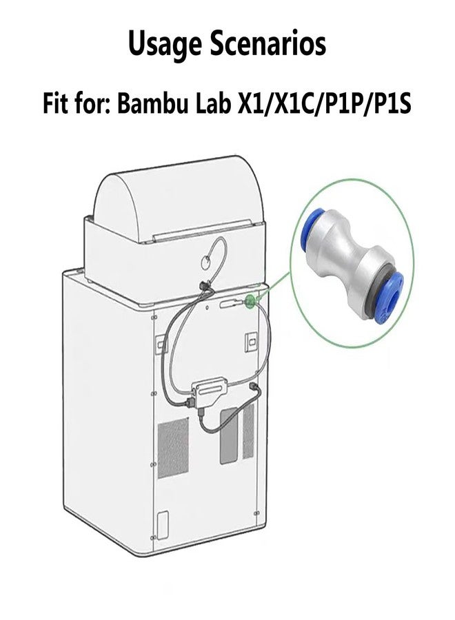 CNZTHDY Teflon Feed Tube Connector for 3D Printer Bambu Lab P1P/P1S/X1/X1C/X1E, AMS Feed PTFE Feed Tube Connector FDM 3D Printer Accessories Parts, Interface 1 Diameter 4mm, Interface 2 Diameter 2.5mm - Image 3