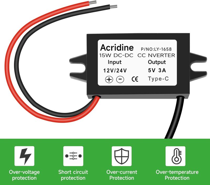 Dc To Usb C Converter 2-Pack Black: Dual Usb-C Outputs - Waterproof Wide Input 9V-36V Step Down Converter For Car, Outdoor, Raspberry Pi Projects - Image 4