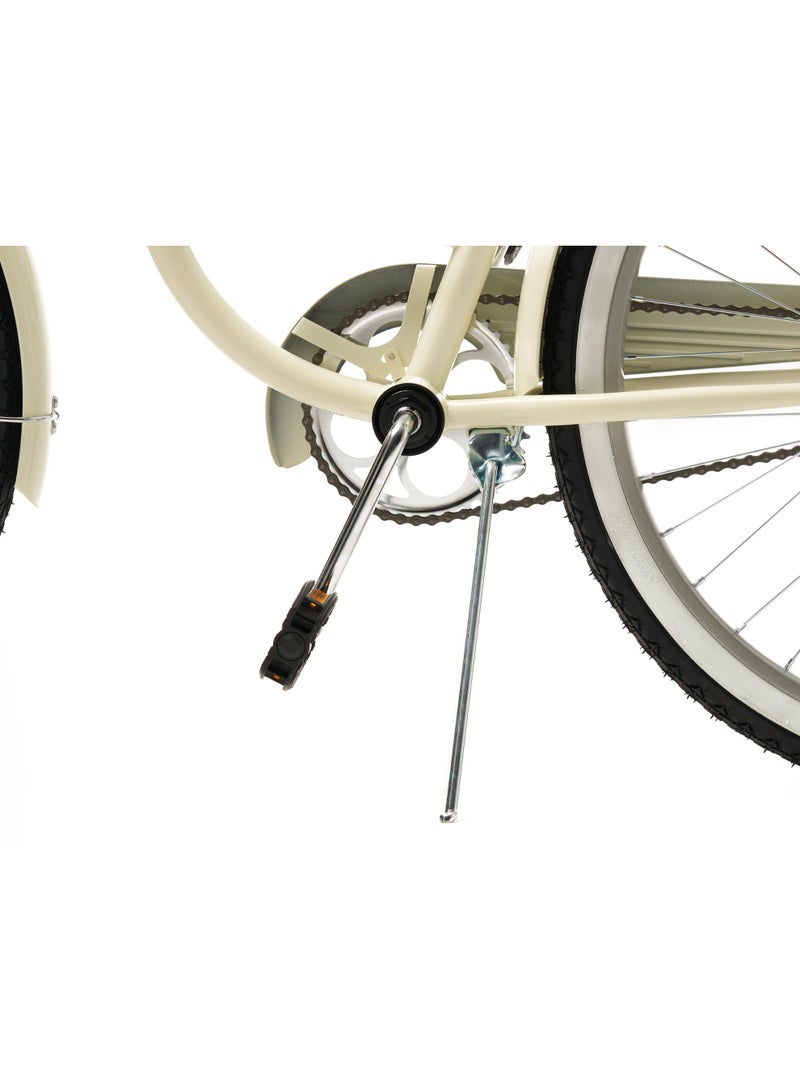 SPINN Charm 1 Women's City Bike | 26" Step-Thru Single Speed | Pearl White | Woven Basket & Rear Rack Included | Ladies Bicycle UAE - Image 3