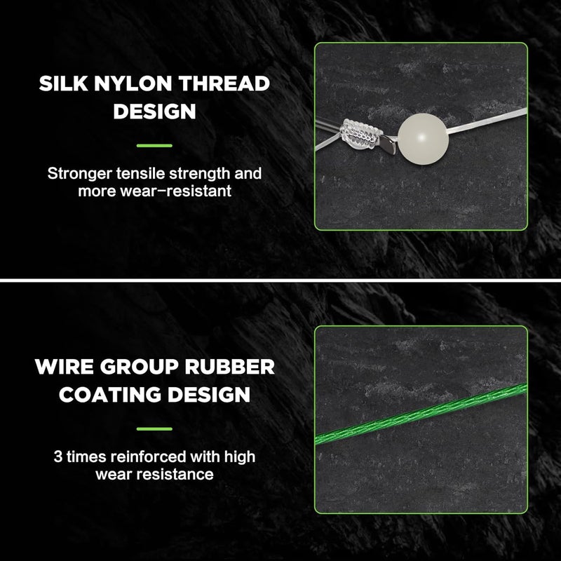 EWEIS 5 Pcs 3 in 1 String Fishing Hook Set with Anti-Tangle Steel Leader Line and Luminous Beads - Image 4