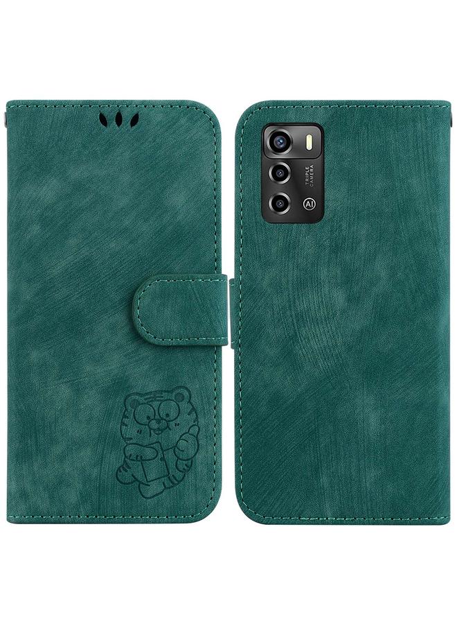 The Bros Case For ZTE Blade A72 / V40 Vita Little Tiger Embossed Leather Phone Case