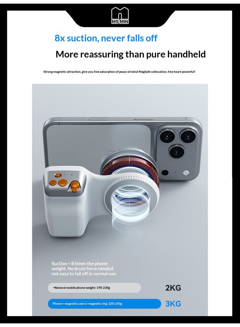 MS MIN Fun Shot Magnetic Phone Camera DSLR Style Shutter Grip for iPhone & Android with Detachable Wireless Shutter Button - Comfort Ergonomic Camera Grip with Fill Light - Image 2