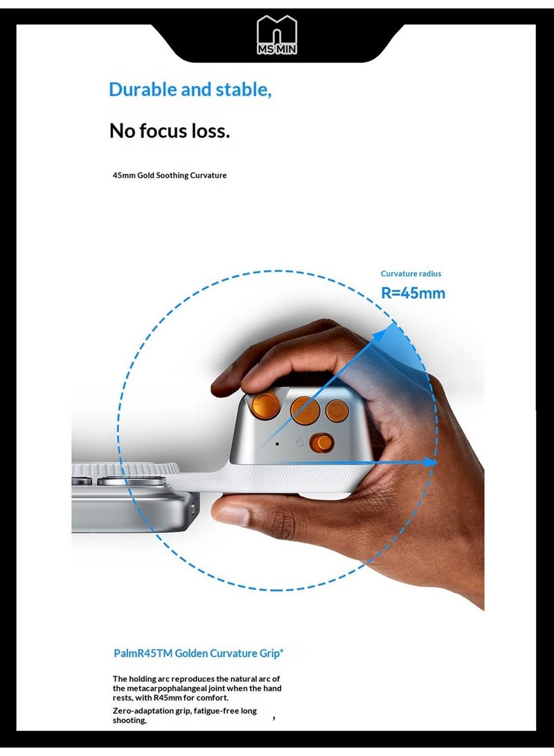 MS MIN Fun Shot Magnetic Phone Camera DSLR Style Shutter Grip for iPhone & Android with Detachable Wireless Shutter Button - Comfort Ergonomic Camera Grip with Fill Light - Image 3