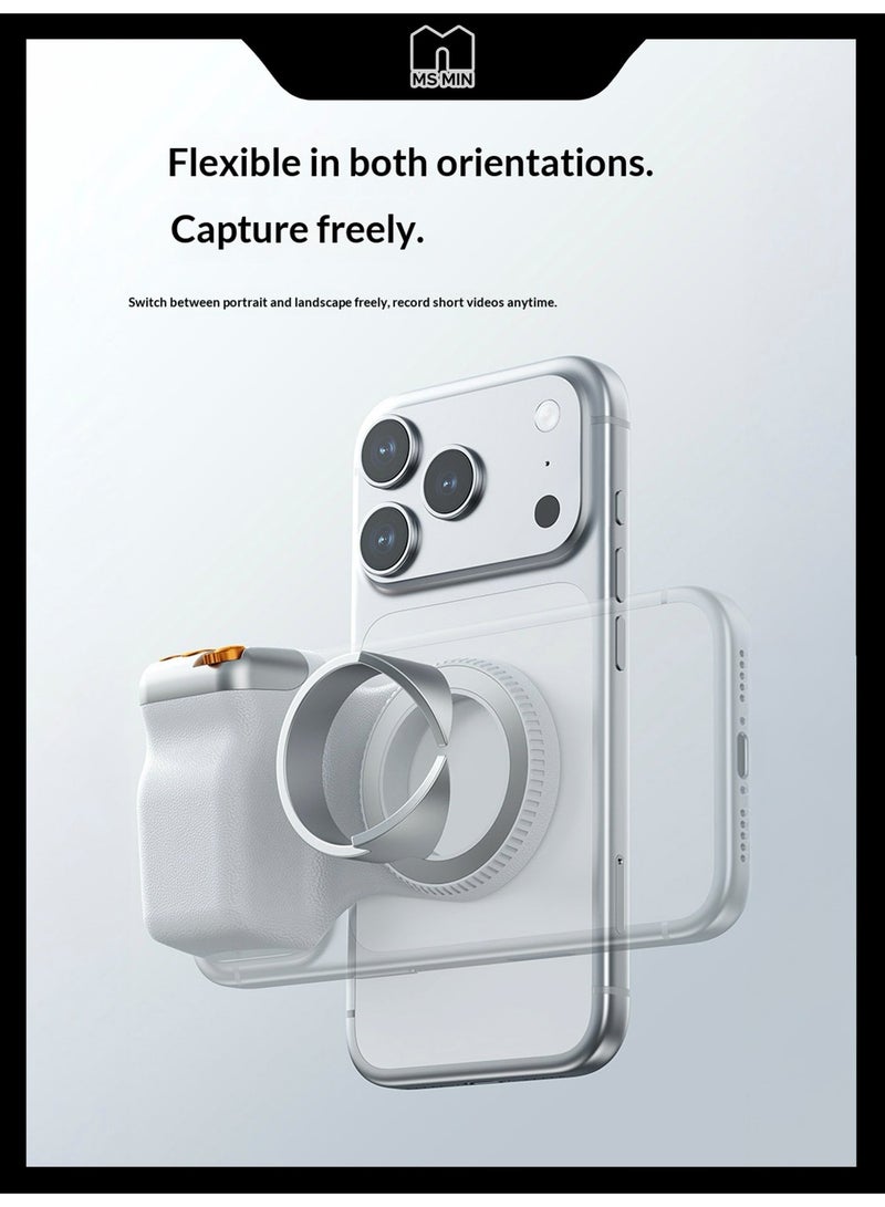 MS MIN Fun Shot Magnetic Phone Camera DSLR Style Shutter Grip for iPhone & Android with Detachable Wireless Shutter Button - Comfort Ergonomic Camera Grip with Fill Light - Image 4