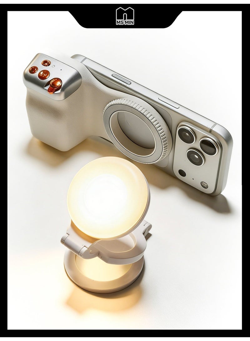 MS MIN Fun Shot Magnetic Phone Camera DSLR Style Shutter Grip for iPhone & Android with Detachable Wireless Shutter Button - Comfort Ergonomic Camera Grip with Fill Light - Image 5