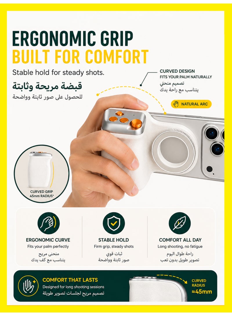 موقف حياة السيدة قبضة مصراع بأسلوب كاميرا DSLR مغناطيسية لهاتف محمول من فان شوت، مناسبة لـ آيفون وأندرويد، مزودة بزر مصراع لاسلكي قابل للفصل - قبضة كاميرا مريحة تصميمها أنتوني ومزودة بضوء ملء - Image 4