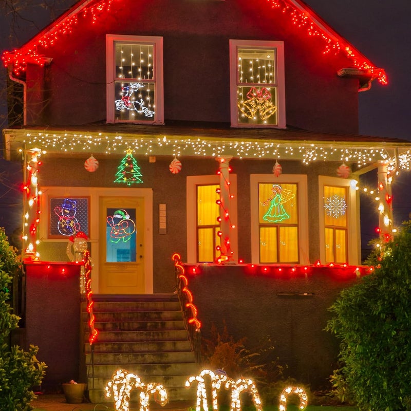 TRWYMZ Christmas Decorations - 16" Christmas Window Silhouette Lights - 4 Pack Colour Lighted Santa & Angel & Snowman & Christmas Tree for Holiday Indoor and Outdoor Wall Door Window Decorate - Image 5