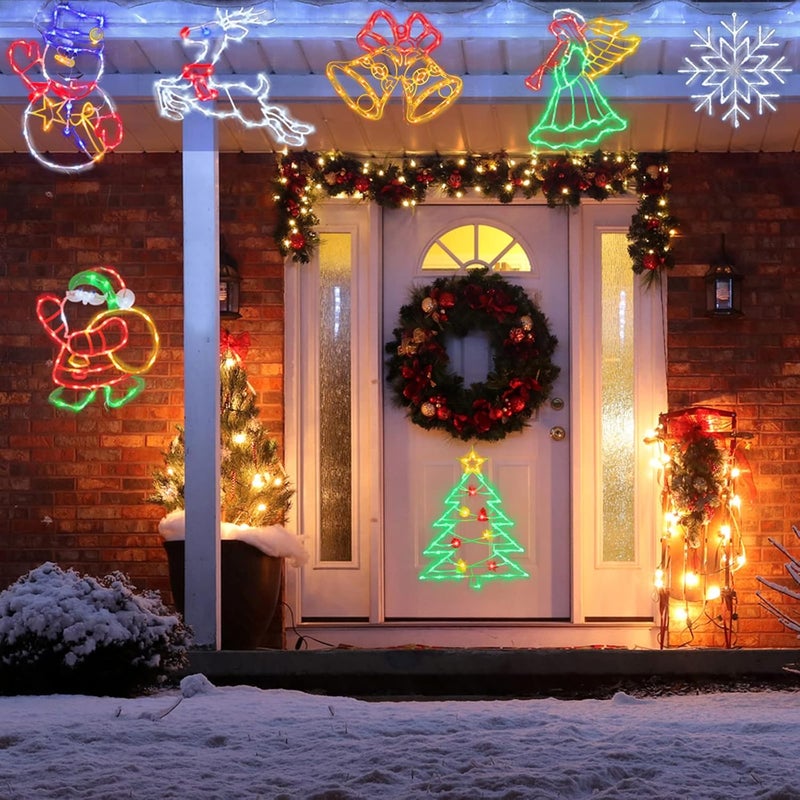 TRWYMZ Christmas Decorations - 16" Christmas Window Silhouette Lights - 4 Pack Colour Lighted Santa & Angel & Snowman & Christmas Tree for Holiday Indoor and Outdoor Wall Door Window Decorate - Image 4