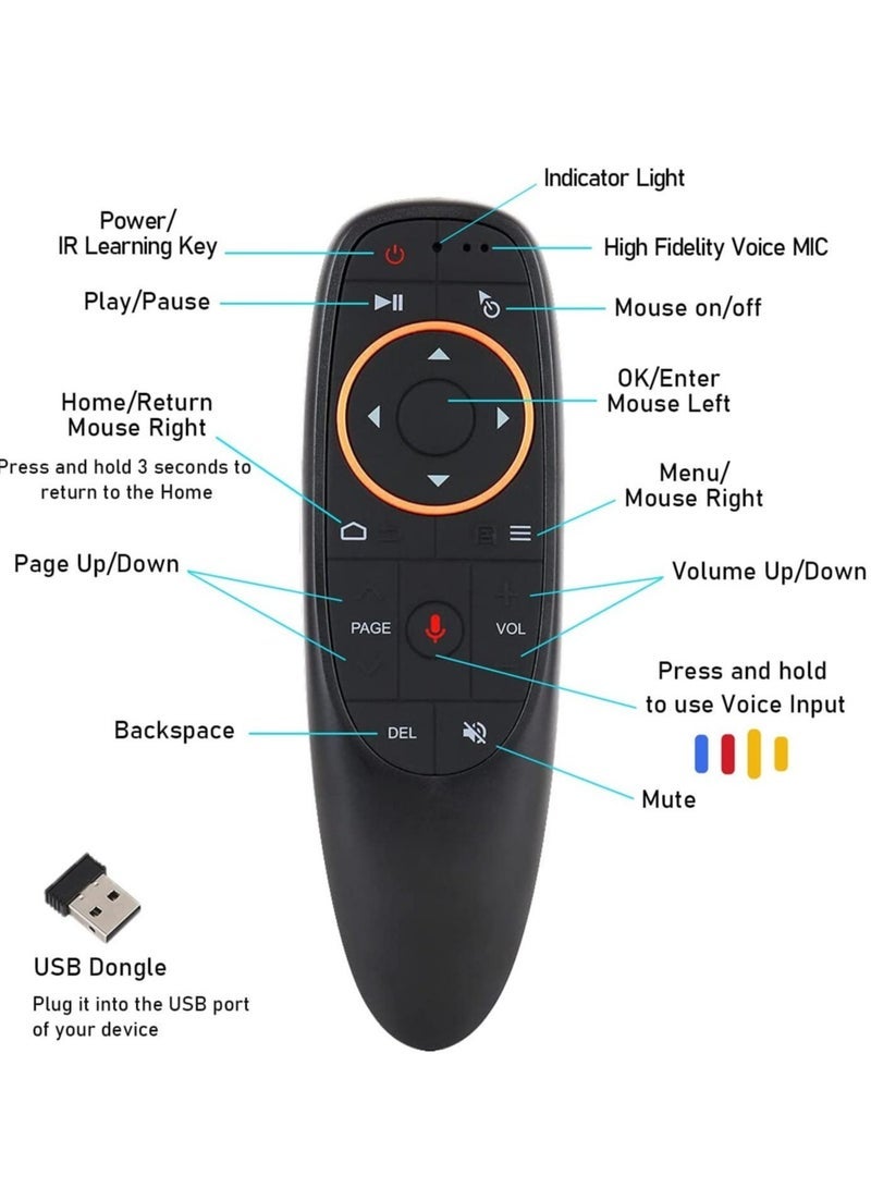BLUMENiT Remote Air Mouse Remote, 2.4G RF Wireless Remote Control with 6 Axis Gyroscope and IR Learning, Air Fly Mouse with Voice Input for Android TV Box/PC/Smart TV/HTPC/Projector - Image 4