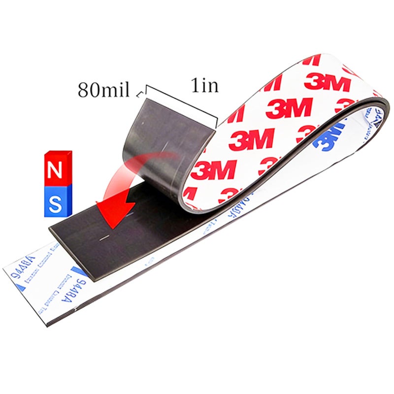 JINGZHAN A+B Magnetic Tape Strips with Adhesive,4 Pack(1" x 12") Flexible Magnet Strips for DIY Crafts,Fridge & Whiteboard Organization,Lightweight Hold,Rig Strips Magnetic for Home & Office Use - Image 2