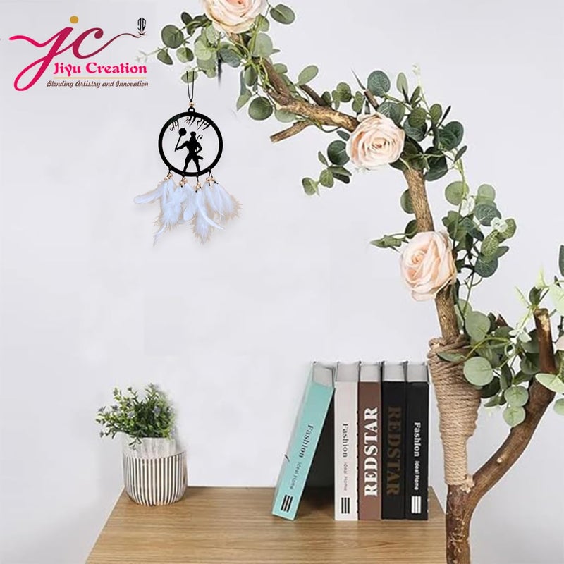 Jiyu Creation Shree ram Feather Car Hanging Ornament Spiritual Rearview Mirror Charm Positive Energy Protection Handmade Aesthetic Dashboard Decor - Image 2