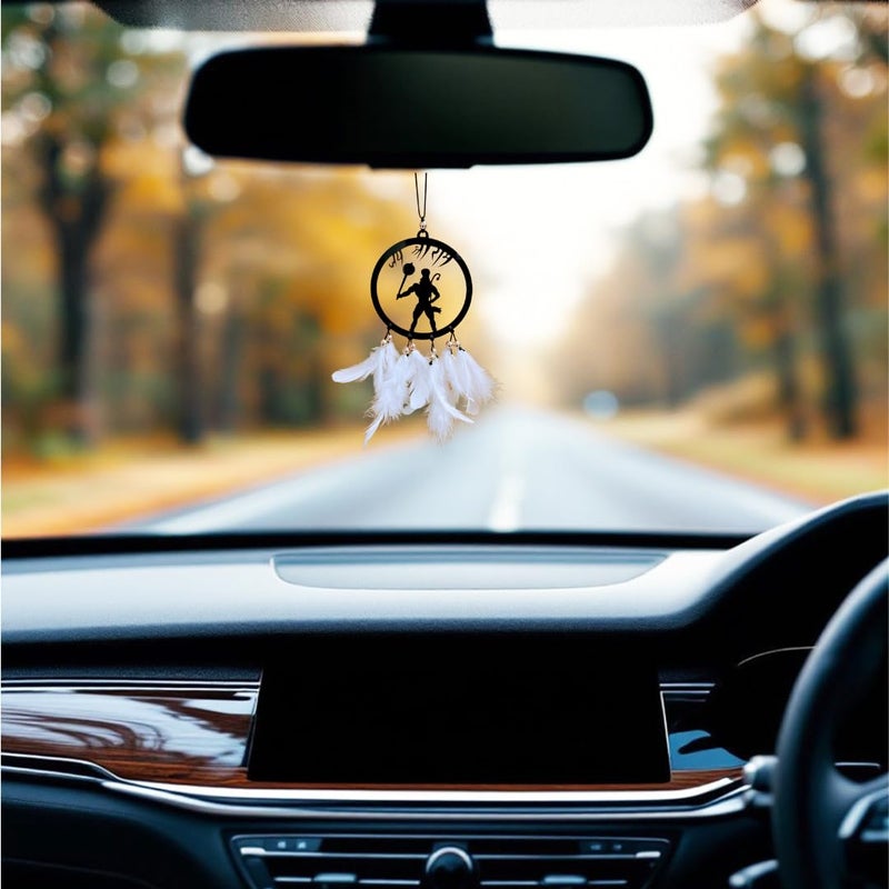 Jiyu Creation Shree ram Feather Car Hanging Ornament Spiritual Rearview Mirror Charm Positive Energy Protection Handmade Aesthetic Dashboard Decor - Image 1