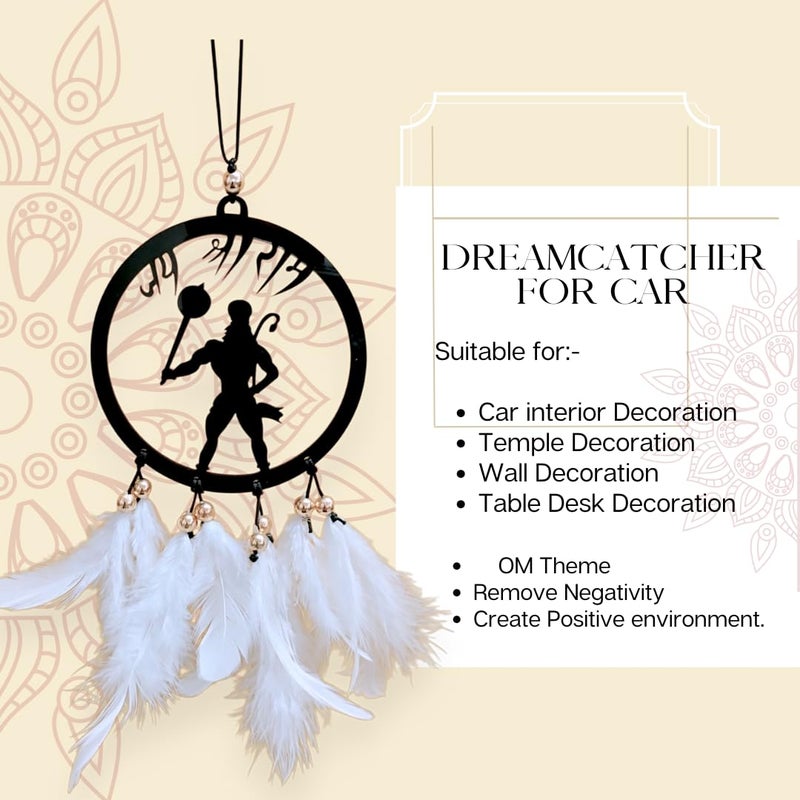 Jiyu Creation Shree ram Feather Car Hanging Ornament Spiritual Rearview Mirror Charm Positive Energy Protection Handmade Aesthetic Dashboard Decor - Image 4