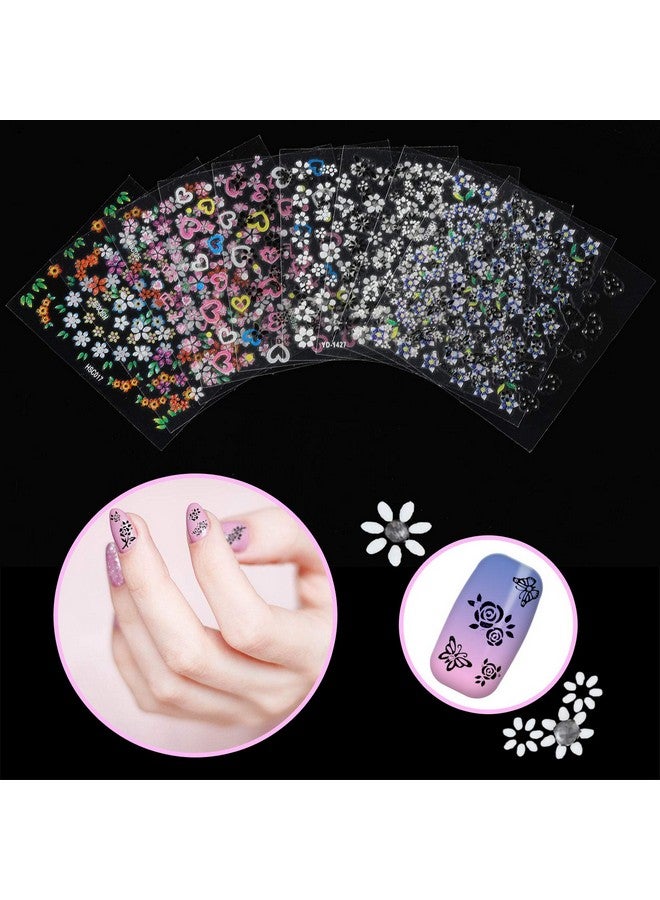 Blulu 5000 Pieces Flower Nail Stickers 100 Sheets 3D Self-Adhesive Nail Floral Stickers Multi-Design Flower Nail Decals Multicolor Flower Manicure Stickers with Tweezer (Classic-Chic Floral Series) - Image 2