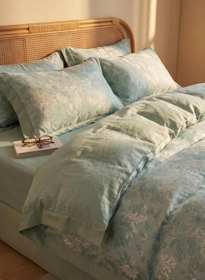Styli 4-Piece Blue Jacquard Polyester Comforter Set