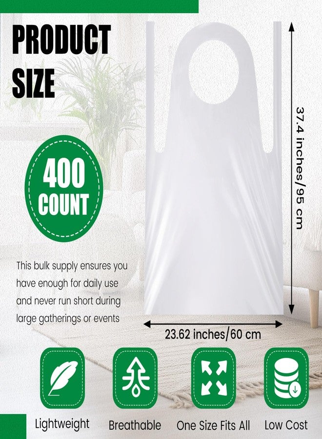 Velmitten 400 Pack Plastic Disposable Aprons Adults 24 x 37 Inch Large Clear Aprons for Cooking Disposable Smocks for Painting Picnic DIY Crafts Birthday Party Meeting Various Needs - Image 2