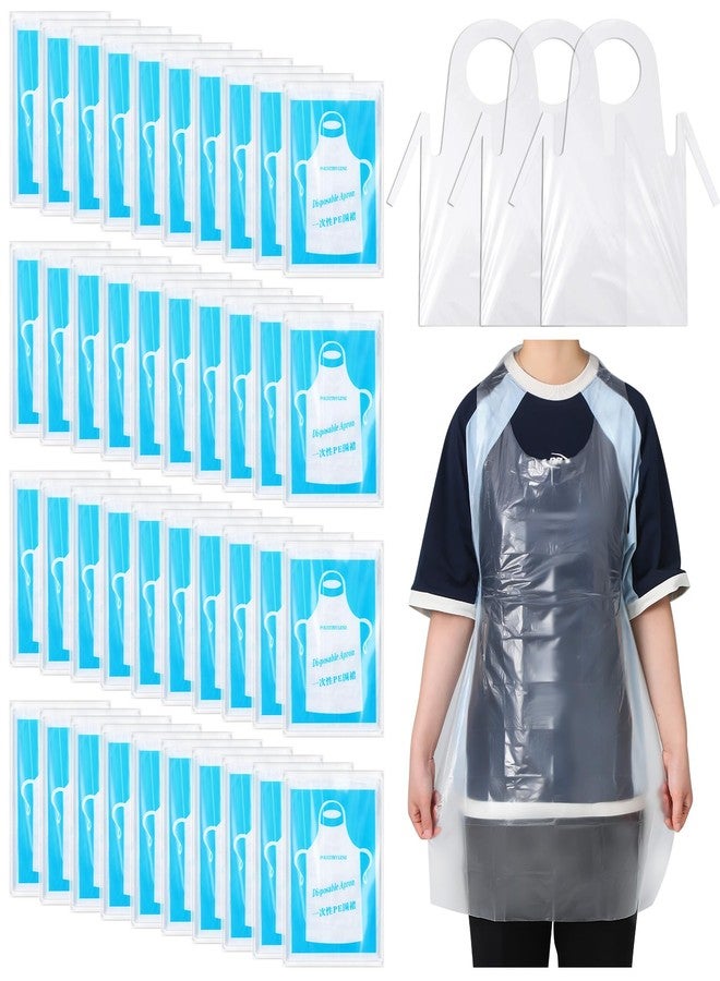 Velmitten 400 Pack Plastic Disposable Aprons Adults 24 x 37 Inch Large Clear Aprons for Cooking Disposable Smocks for Painting Picnic DIY Crafts Birthday Party Meeting Various Needs - Image 1