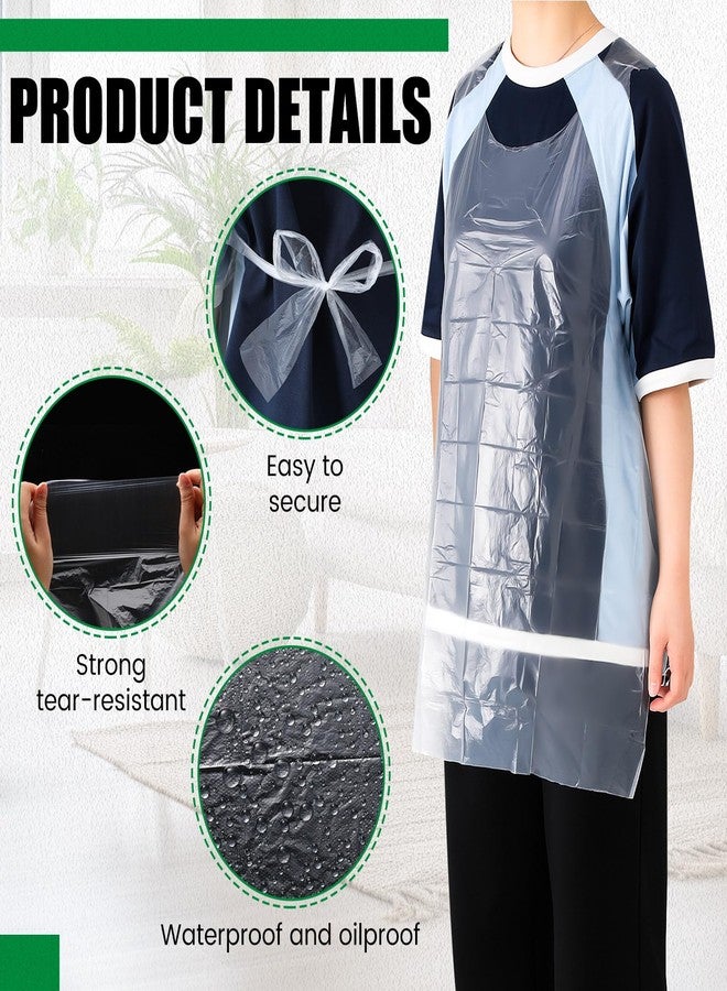Velmitten 400 Pack Plastic Disposable Aprons Adults 24 x 37 Inch Large Clear Aprons for Cooking Disposable Smocks for Painting Picnic DIY Crafts Birthday Party Meeting Various Needs - Image 3