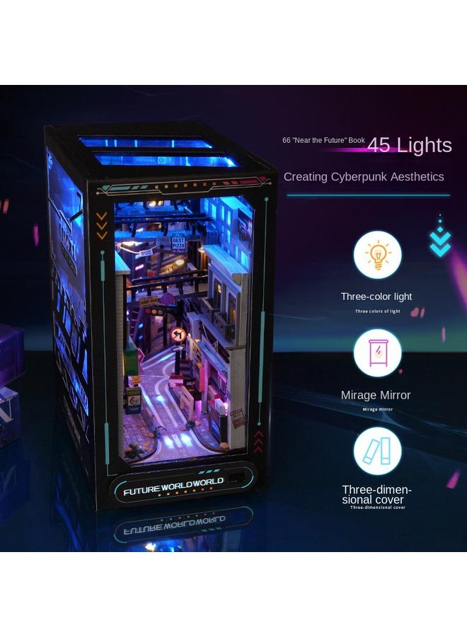 Bluejw DIY Cabin Near Future 3D Handmade Assembled Book Stand Model With Light Creative Ornaments Gift For Men And Women - Image 2