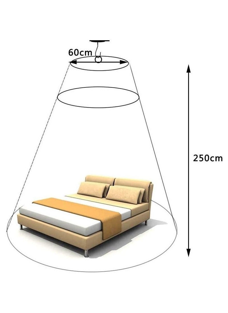 MARGOUN Round Hoop Mosquito Net for Bed, King Size Bed Canopy Hanging Curtain Netting, Princess Round Hoop Sheer Bed Canopy for All Kids Baby Cribs and Adult Beds Fit Twin, Full, Queen - BLUE  - Image 2