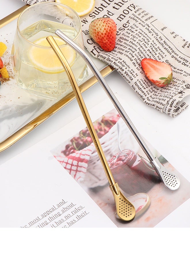 Stainless Steel 304 Drinking Spoon Straw - Silver Bombillas Yerba Mate -Filter Loose Leaf Tea Infuser Barware Strainer Stirring Spoon Head  - Image 3