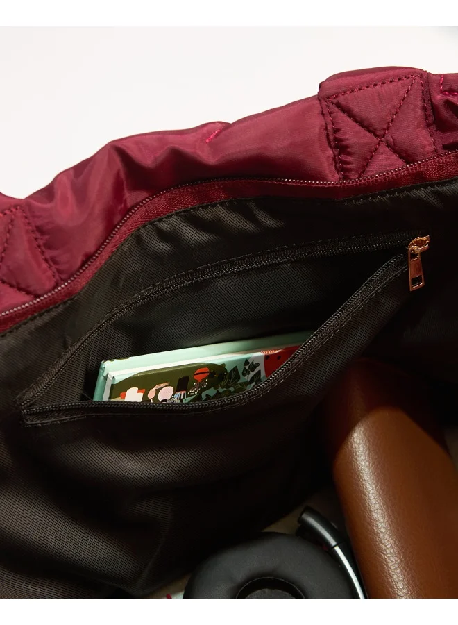 Chumbak Chumbak Quilted Puffer Tote - Maroon | Tote Bags for Women Quilted Tote Handle Large Capacity | Hobo Quilted Padding Tote Bag
