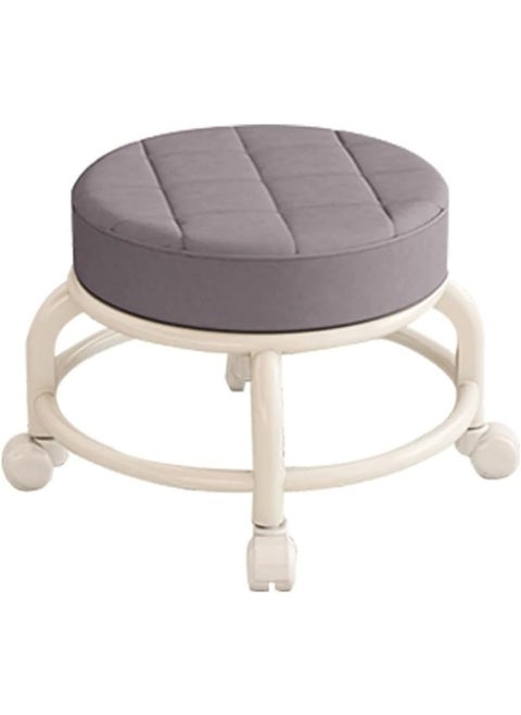 SAFENHAND Rolling Stool Round Pulley Low Stool Household Leather Rolling Stool 360° Universal Wheel Movable Soft Stool Small Changing Shoe Stool