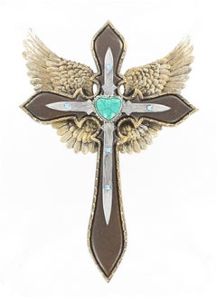 LL Home LL Home 12498 Blue Heart Layered Cross Wings  - Image 1