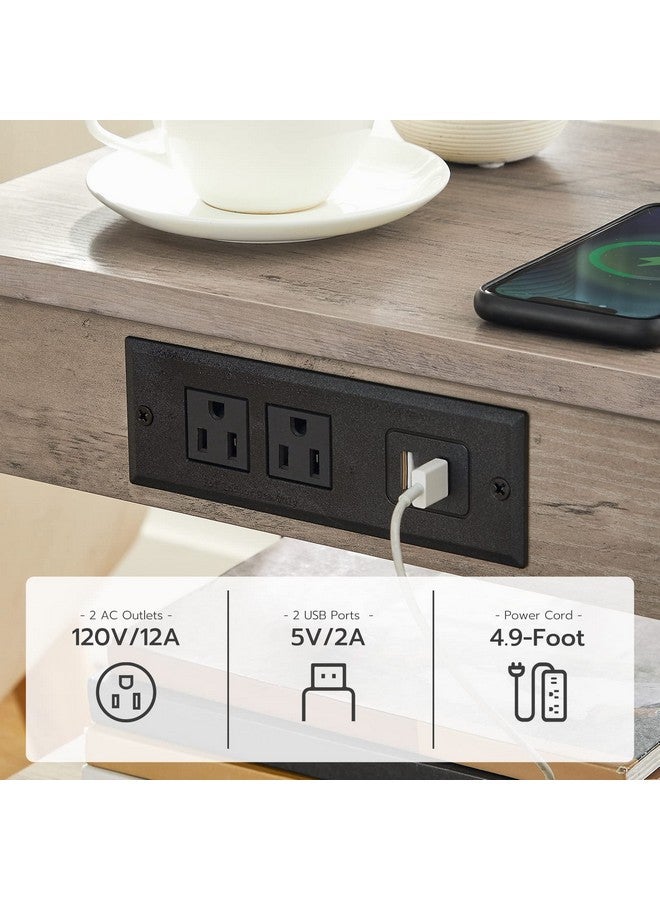 HOOBRO End Table with Charging Station and USB Ports, Small Side Table for Small Space, 3-Tier Nightstand with Adjustable Shelf, for Living Room, Bedroom and Balcony, Greige BG112BZ01 - Image 5