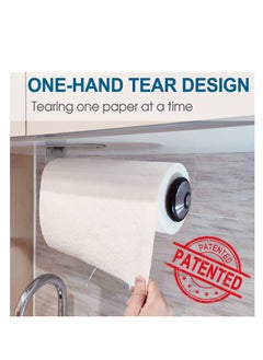 Generic Under Cabinet Paper Towel Holder, One Hand Operable Paper Towel Holder Wall Mount, Self-Adhesive Paper Towel Holder or Drilled, for Kitchen, Bathroom (Stainless)  - Image 2